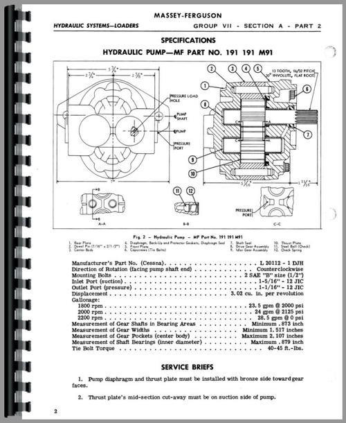 Service Manual for Massey Ferguson 135 Loader Attachment 100 Sample Page From Manual
