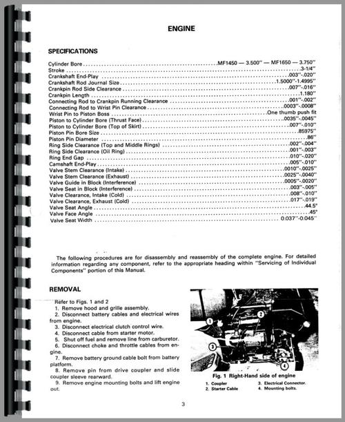 Service Manual for Massey Ferguson 1450 Lawn & Garden Tractor Sample Page From Manual