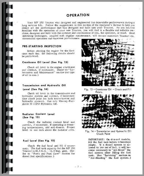Operators Manual for Massey Ferguson 150 Tractor Sample Page From Manual