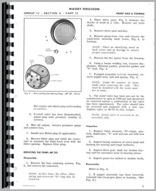 Service Manual for Massey Ferguson 165 Tractor Sample Page From Manual