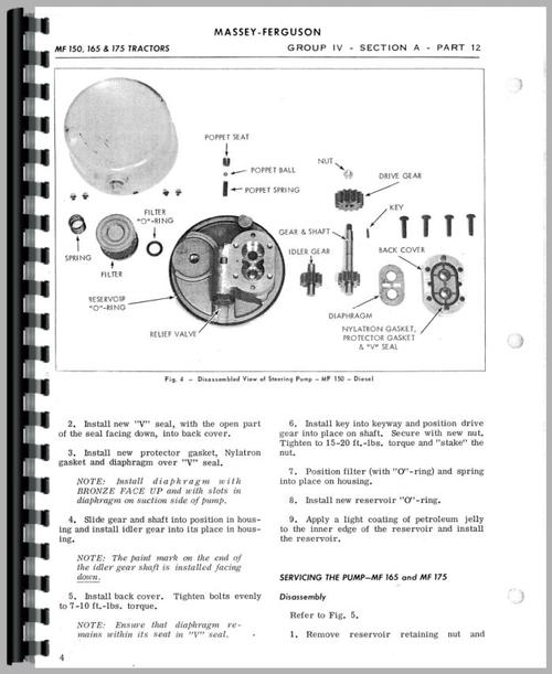 Service Manual for Massey Ferguson 165 Tractor Sample Page From Manual