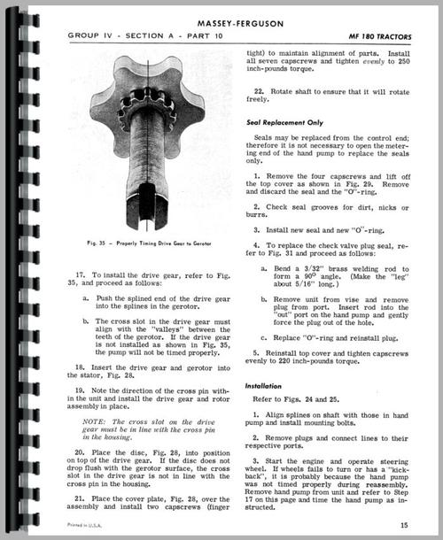 Service Manual for Massey Ferguson 180 Tractor Sample Page From Manual
