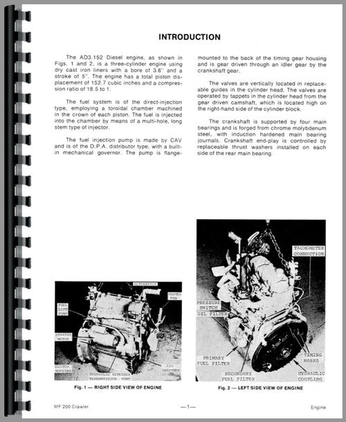 Service Manual for Massey Ferguson 200B Crawler Sample Page From Manual