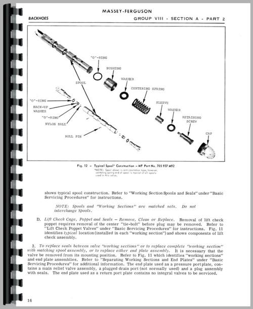 Service Manual for Massey Ferguson 220 Backhoe Attachment Sample Page From Manual