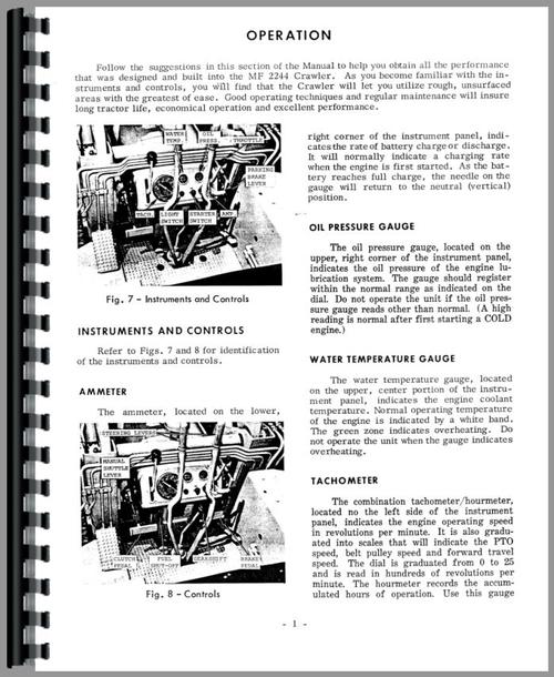 Operators Manual for Massey Ferguson 2244 crawler Sample Page From Manual