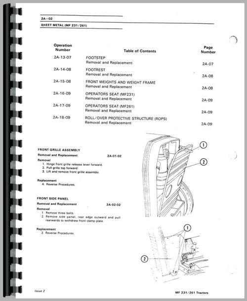 Service Manual for Massey Ferguson 231 Tractor Sample Page From Manual
