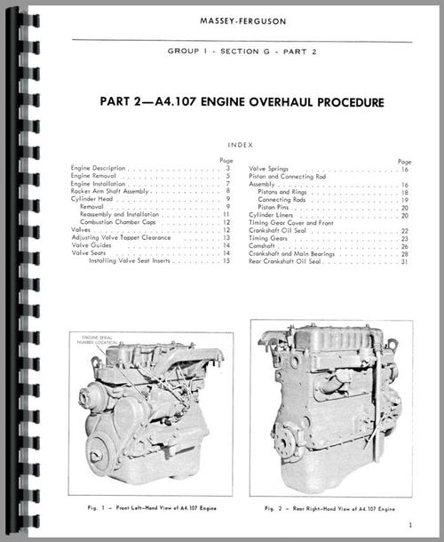 Service Manual for Massey Ferguson 25 Tractor Sample Page From Manual