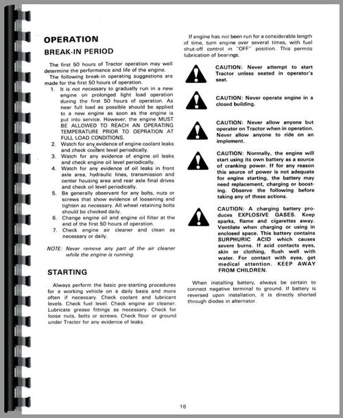 Operators Manual for Massey Ferguson 274 Tractor Sample Page From Manual
