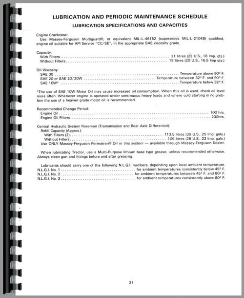 Operators Manual for Massey Ferguson 2745 Tractor Sample Page From Manual
