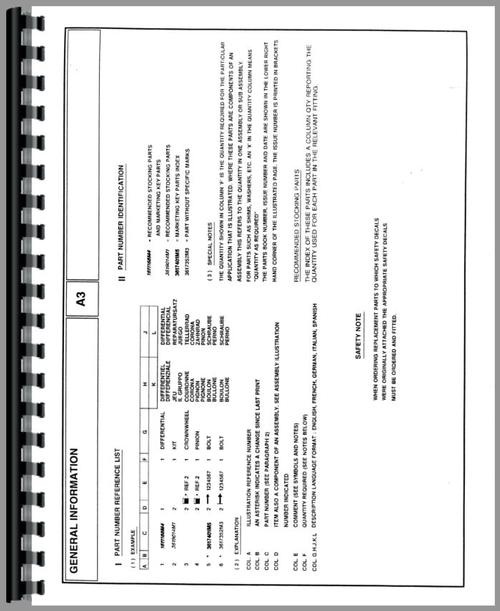 Parts Manual for Massey Ferguson 283 Tractor Sample Page From Manual