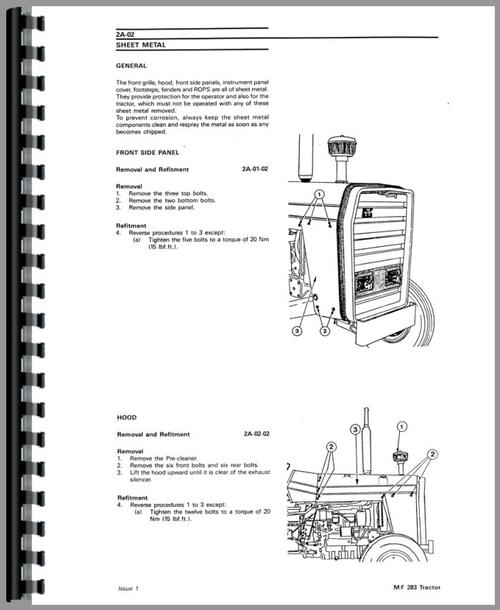 Service Manual for Massey Ferguson 283 Tractor Sample Page From Manual