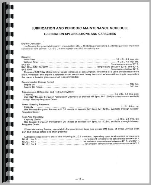 Operators Manual for Massey Ferguson 285 Tractor Sample Page From Manual