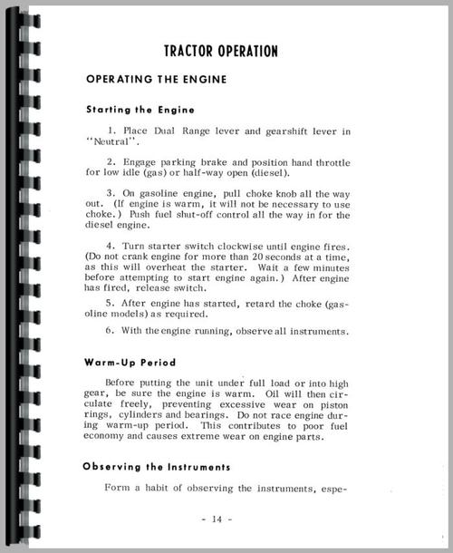 Operators Manual for Massey Ferguson 30 Industrial Tractor Sample Page From Manual