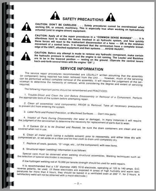 Service Manual for Massey Ferguson 300A Loader Attachment Sample Page From Manual