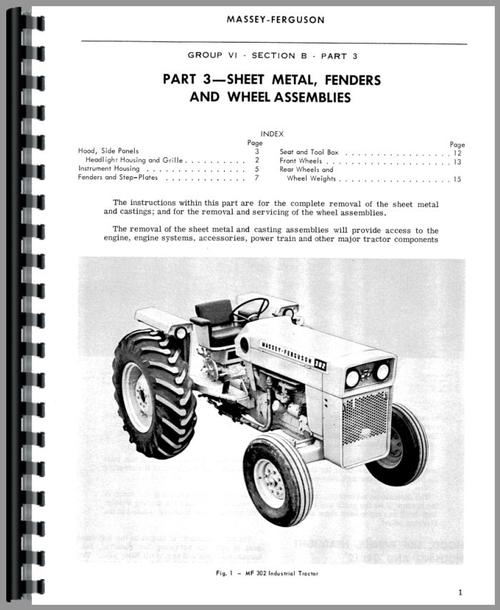 Service Manual for Massey Ferguson 302 Industrial Tractor Sample Page From Manual