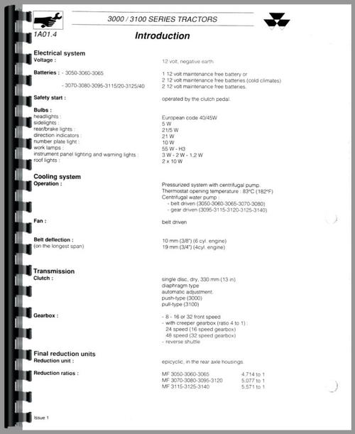 Service Manual for Massey Ferguson 3050 Tractor Sample Page From Manual
