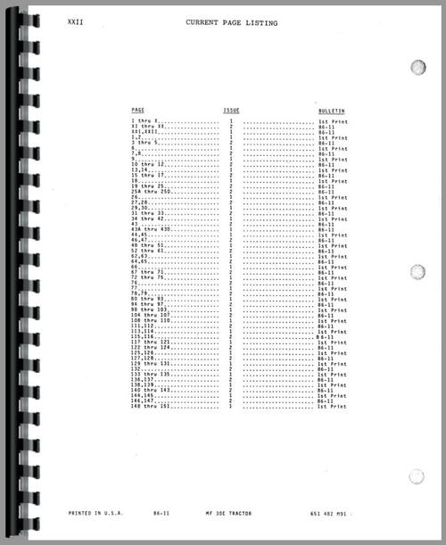 Parts Manual for Massey Ferguson 30E Industrial Tractor Sample Page From Manual