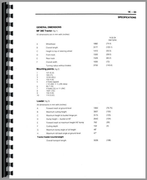 Service Manual for Massey Ferguson 30E Tractor Loader Backhoe Sample Page From Manual