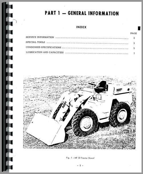 Service Manual for Massey Ferguson 33 Industrial Tractor Sample Page From Manual