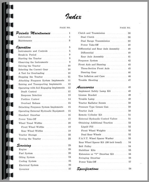 Operators Manual for Massey Ferguson 35 Tractor Sample Page From Manual