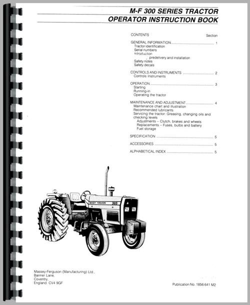 Operators Manual for Massey Ferguson 355 Tractor Sample Page From Manual