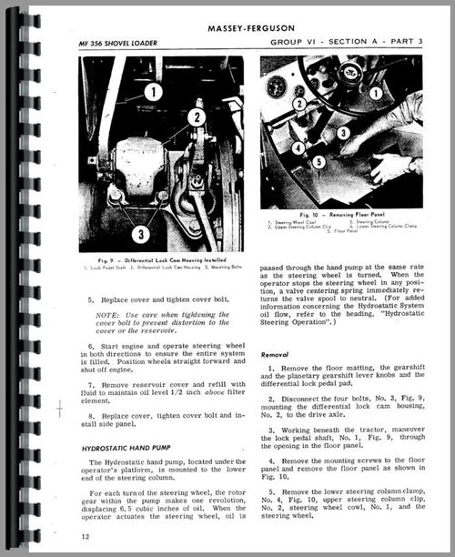 Service Manual for Massey Ferguson 356 Shovel Loader Sample Page From Manual