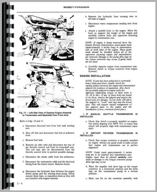 Service Manual for Massey Ferguson 40 Industrial Tractor Sample Page From Manual