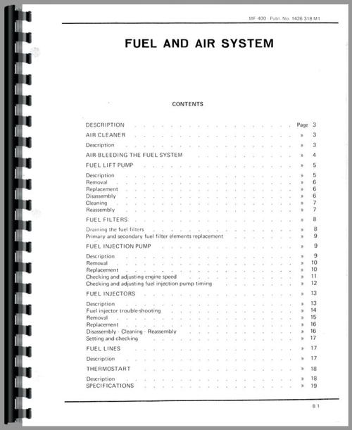 Service Manual for Massey Ferguson 400 Crawler Sample Page From Manual