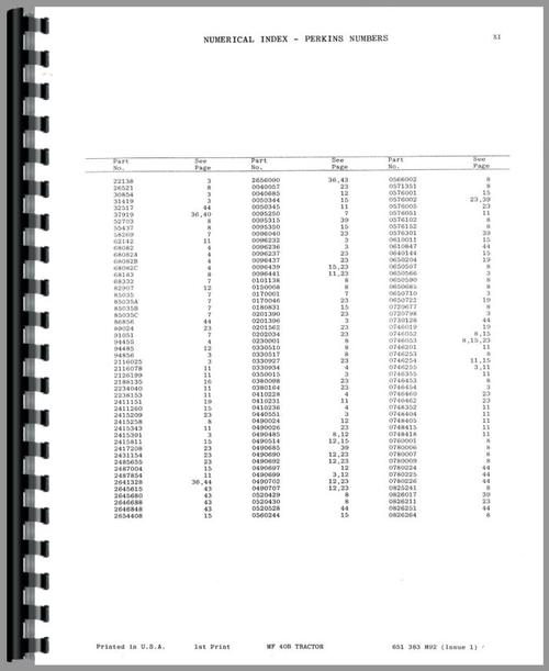 Parts Manual for Massey Ferguson 40B Industrial Tractor Sample Page From Manual