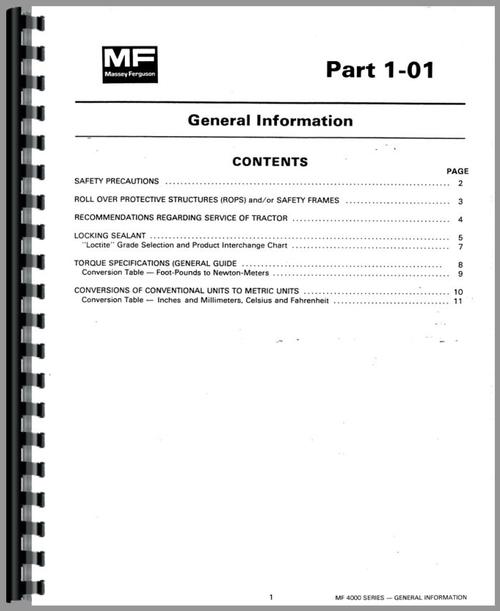 Service Manual for Massey Ferguson 4800 Tractor Sample Page From Manual