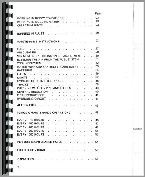 Operators Manual for Massey Ferguson 500 Crawler Sample Page From Manual