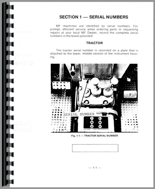 Operators Manual for Massey Ferguson 50A Industrial Tractor Sample Page From Manual