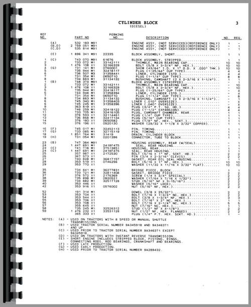 Parts Manual for Massey Ferguson 50C Industrial Tractor Sample Page From Manual