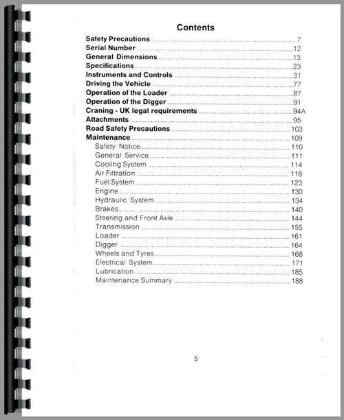Operators Manual for Massey Ferguson 50H Tractor Loader Backhoe Sample Page From Manual