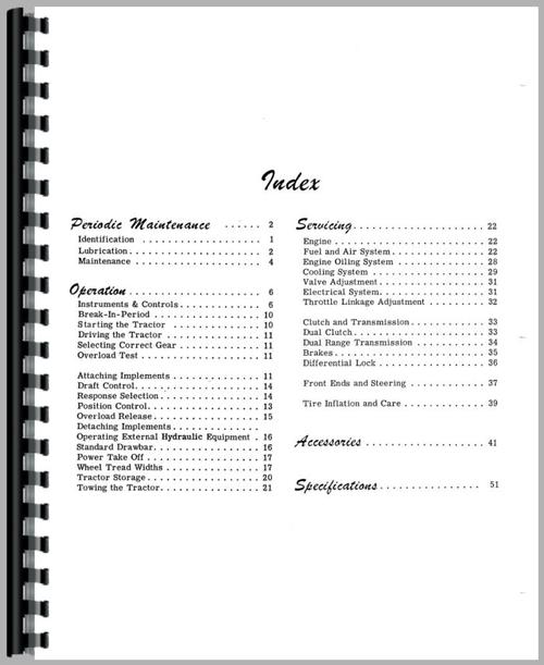 Operators Manual for Massey Ferguson 65 Tractor Sample Page From Manual
