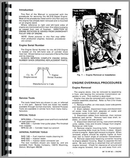 Service Manual for Massey Ferguson 70 Industrial Tractor Sample Page From Manual
