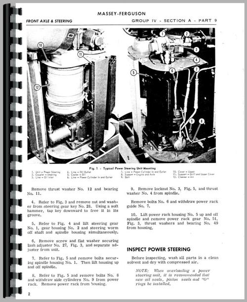 Service Manual for Massey Ferguson 85 Tractor Sample Page From Manual