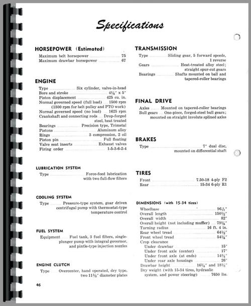 Operators Manual for Massey Ferguson 95 Tractor Sample Page From Manual