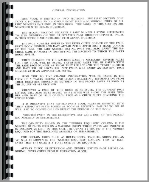 Parts Manual for Massey Ferguson 1030 Tractor Sample Page From Manual