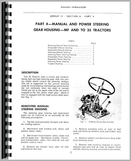 Service Manual for Massey Ferguson 202 Tractor Sample Page From Manual