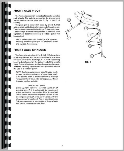 Service Manual for Massey Ferguson 210 Tractor Sample Page From Manual