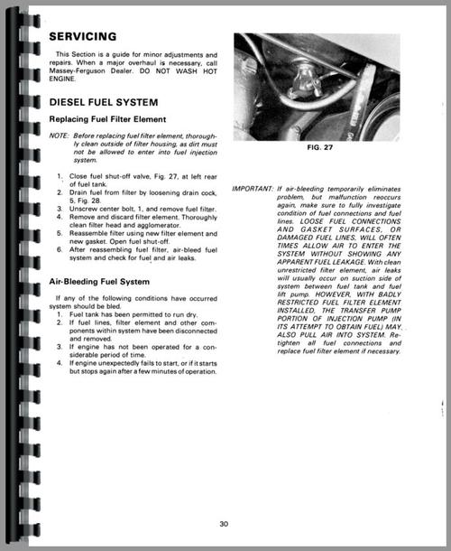 Operators Manual for Massey Ferguson 230 Tractor Sample Page From Manual