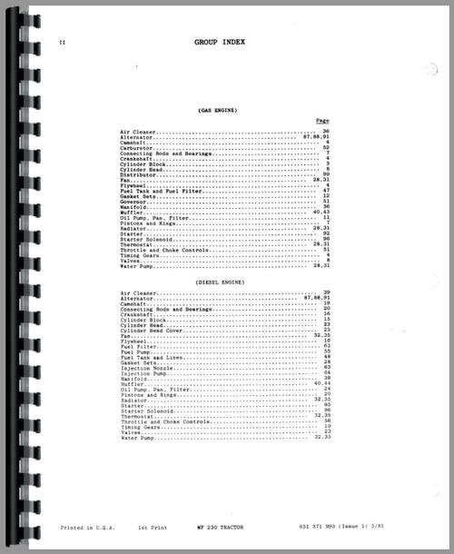 Parts Manual for Massey Ferguson 230 Tractor Sample Page From Manual