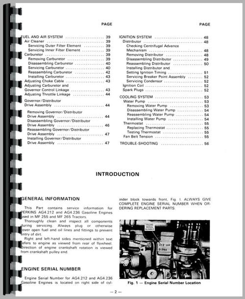 Service Manual for Massey Ferguson 255 Tractor Sample Page From Manual