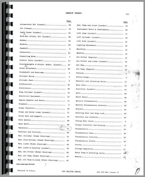Parts Manual for Massey Ferguson 406 Tractor Sample Page From Manual