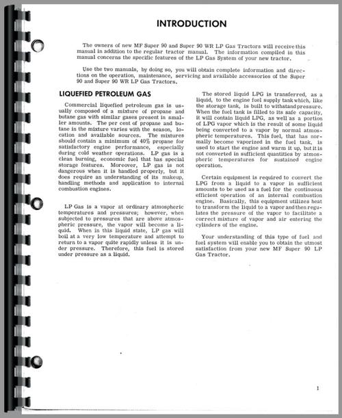 Operators Manual for Massey Ferguson Super 90 Tractor Sample Page From Manual