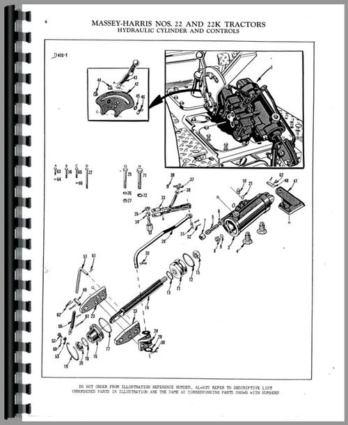 Parts Manual for Massey Harris 22 Hydraulic Equipment Sample Page From Manual