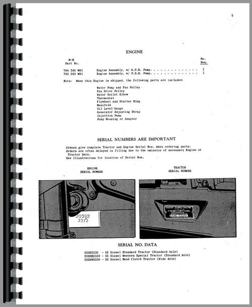 Parts Manual for Massey Harris 55 Tractor Sample Page From Manual