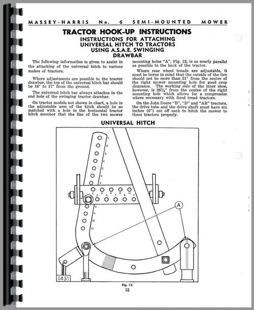 Operators Manual for Massey Harris 6 Sickle Bar Mower Sample Page From Manual