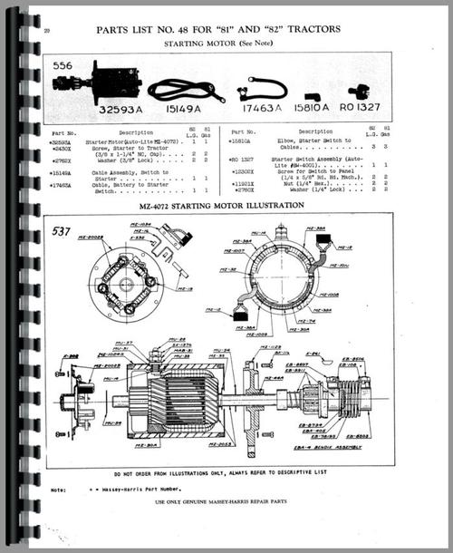 Parts Manual for Massey Harris 81 Tractor Sample Page From Manual